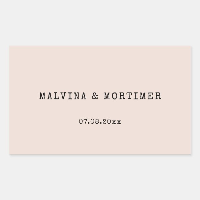 Vintage minimalist typewriter wedding rectangular sticker (Front)