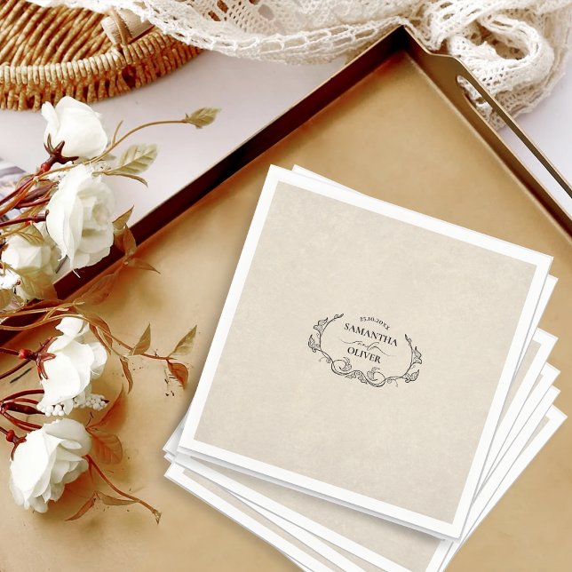 Vintage Minimalist Wedding Napkin (Creator Uploaded)