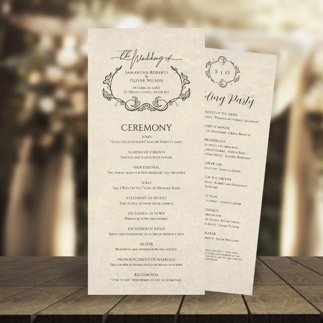Vintage  Minimalist Wedding Program Programme (Creator Uploaded)