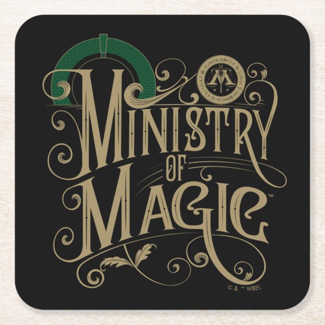 Vintage MINISTRY OF MAGIC™ Graphic Square Paper Coaster (Front)