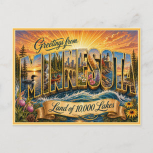 Vintage Minnesota Greeting From Postcard