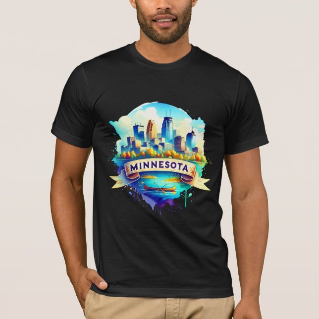 Vintage Minnesota Map T-Shirts – Retro us state (Front)