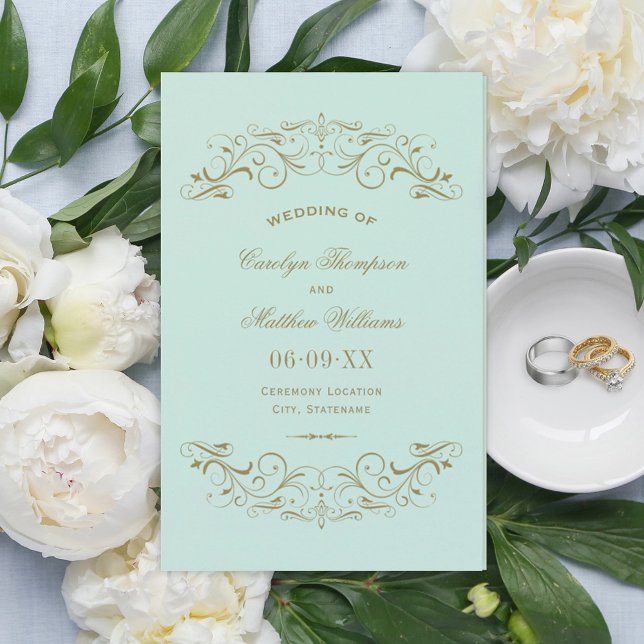 Vintage Mint Antique Flourish Wedding Programs (Creator Uploaded)
