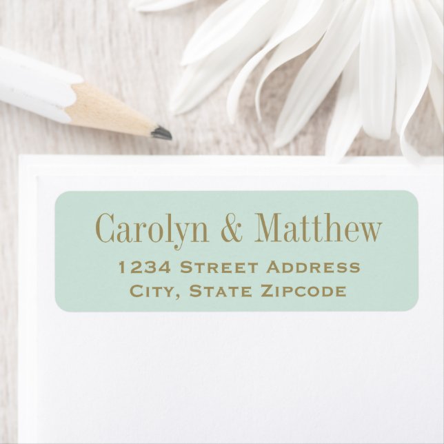 Vintage Mint Antique Gold Wedding Return Address (Insitu)