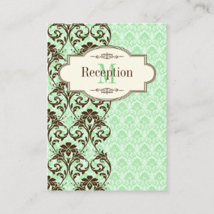 Vintage Mint, Brown Scrolls Wedding Enclosure Card
