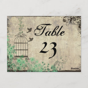 Vintage Mint Green Birdcage Table Numbers Postcard