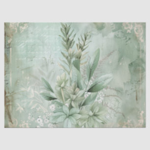 Vintage Mint Green Botanical Floral (1) Tissue Paper