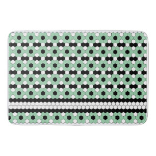 Vintage Mint Green Tile Flower Design Bath Mat