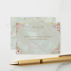 Vintage Mint Peony Bridal Shower Tea Party Enclosure Card