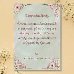 Vintage Mint Peony Thank You Card