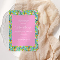 Vintage Mint Pink Flowers Cute Bridal Shower