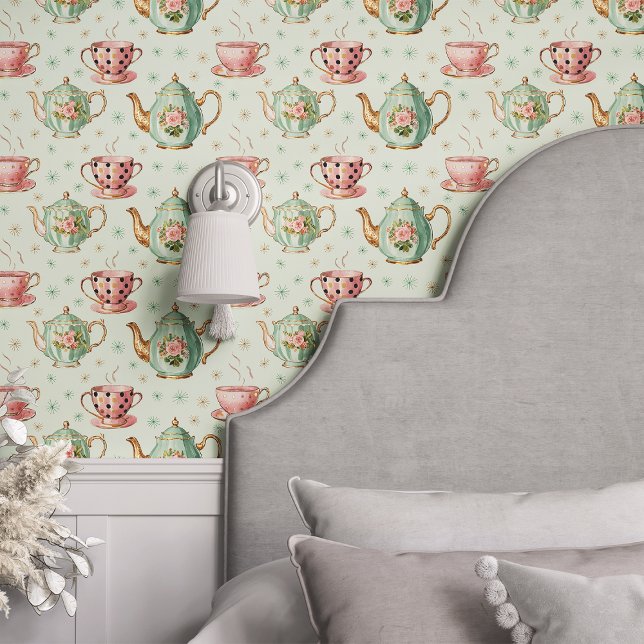 Vintage Mint Tea Set Wallpaper (Creator Uploaded)