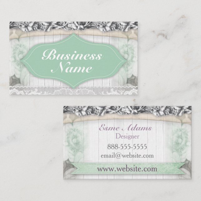 Vintage Mint Wood Business Card (Front/Back)