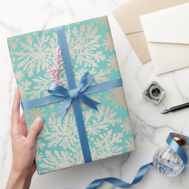 Vintage Mint wrapping paper with Snowflakes (Gifting)