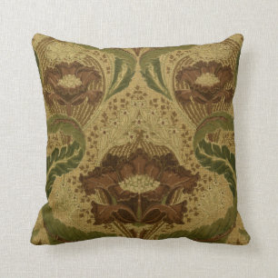 Vintage Mission Style Red Flower Blossoms Pattern Cushion