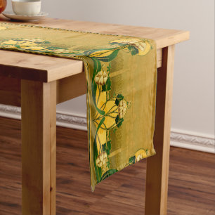 Vintage Mission Style White Tulip Frieze Short Table Runner