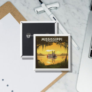  Vintage Mississippi 15 Cm Square Badge