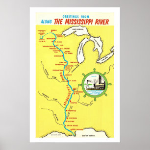 Vintage Mississippi River 20x30 Poster Print