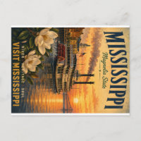 Vintage Mississippi River Travel Poster with Magno