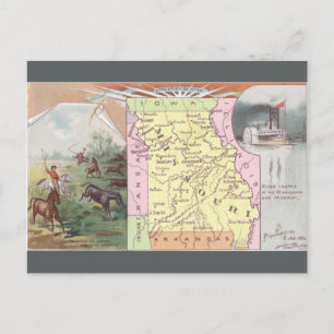 Vintage Missouri Map Postcard