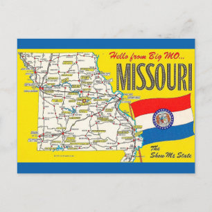 Vintage Missouri Map Postcard