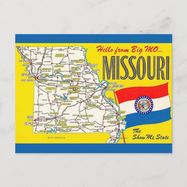 Vintage Missouri Map Postcard (Front)