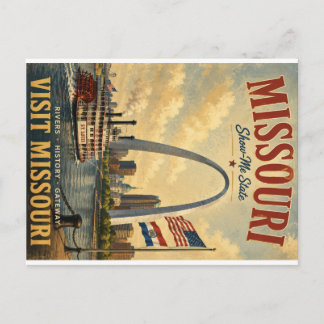 Vintage Missouri Travel Poster with St. Louis Gate Holiday Postcard