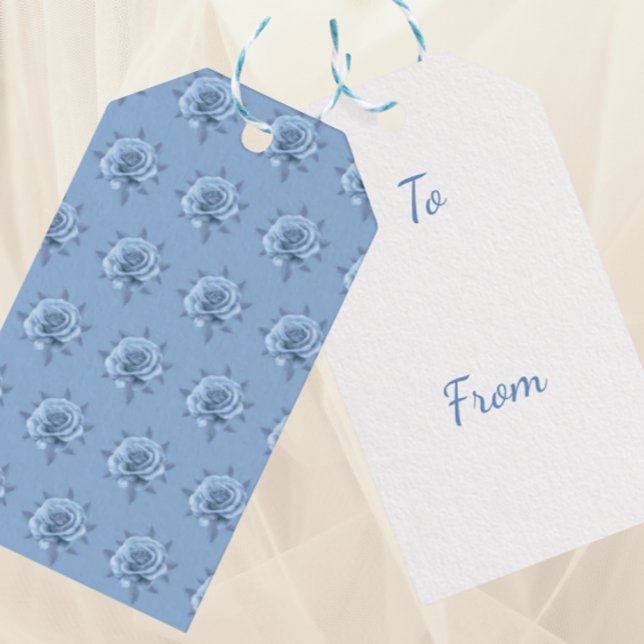 Vintage Misty Blue Roses  Gift Tags (Misty blue roses gift tag)