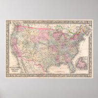 Vintage Mitchell Map of the United States (1866)