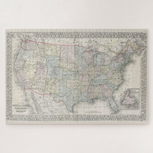 Vintage Mitchell Map of the United States (1867) Jigsaw Puzzle