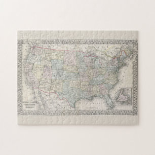 Vintage Mitchell Map of the United States (1867) Jigsaw Puzzle
