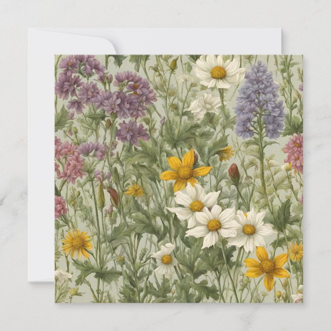 Vintage  Mixed Colour Blooming Wildflowers (Front)