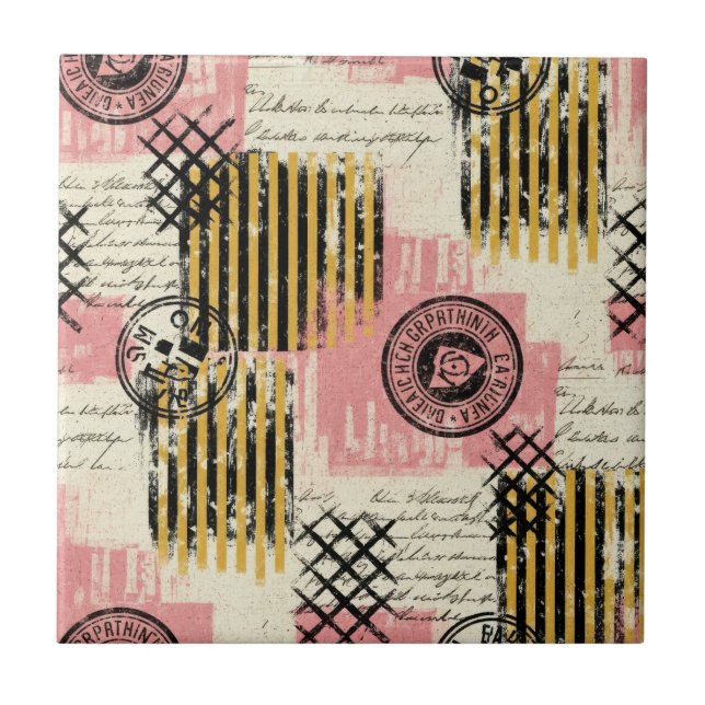Vintage Mixed-Media Collage - Distressed Paper (1) Tile (Front)