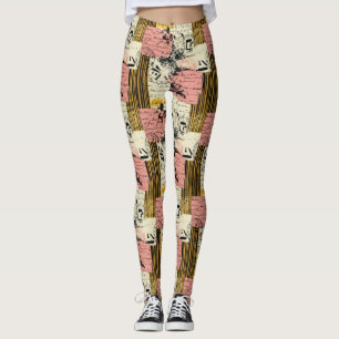 Vintage Mixed-Media Collage - Distressed Paper (2) Leggings