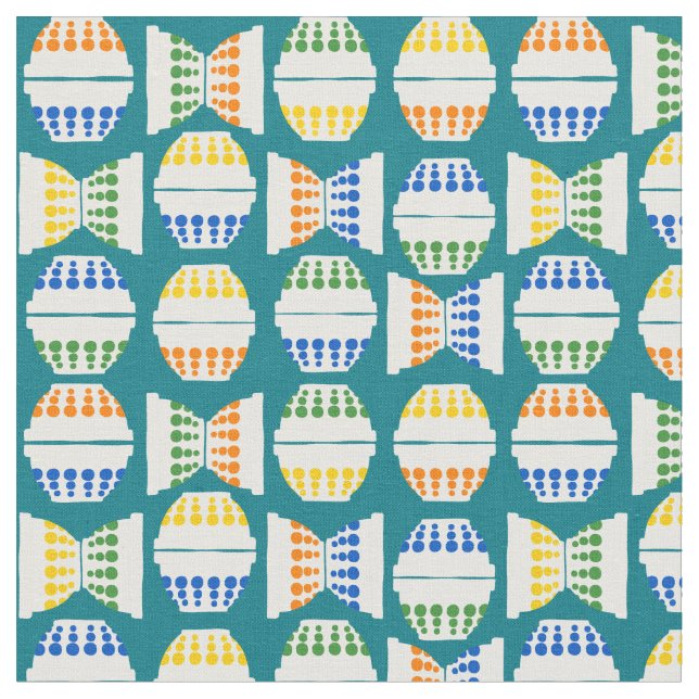 Vintage Mixing Bowls with Polka Dots Patterned Fabric (Close Up)