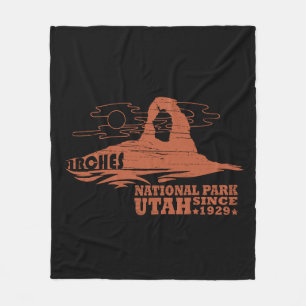Vintage Moab - Utah - National Park - Arches Fleece Blanket
