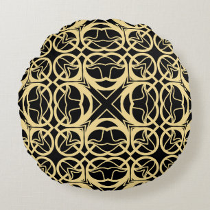 Vintage modern art deco abstract geometric seamles round cushion