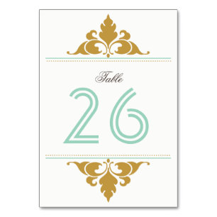 Vintage Modern Art Deco Gold Mint Table Number