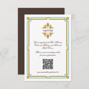 Vintage Modern Art Deco Mint & Gold Wedding Enclosure Card