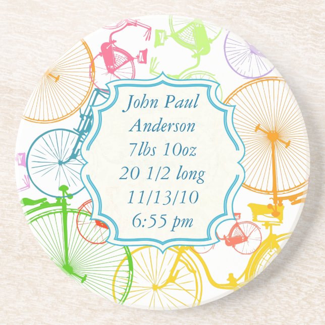 Vintage Modern Bicycle Bright Colour Neon Coasters (Front)
