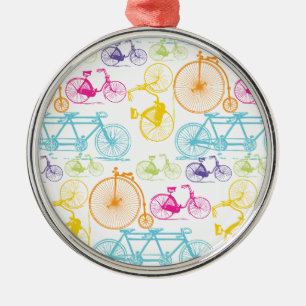 Vintage Modern Bicycle Bright Colour Neon Pattern Metal Tree Decoration