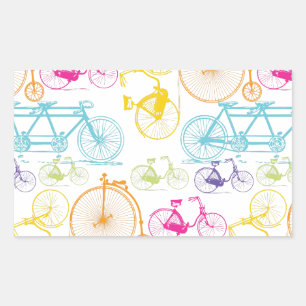 Vintage Modern Bicycle Bright Colour Neon Pattern Rectangular Sticker