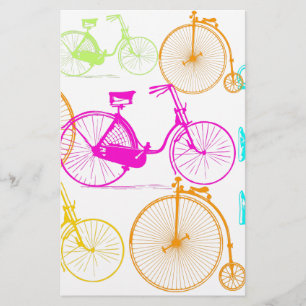 Vintage Modern Bicycle Bright Colour Neon Pattern Stationery