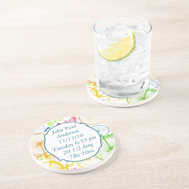 Vintage Modern Bicycle Colourful Coasters (Side)