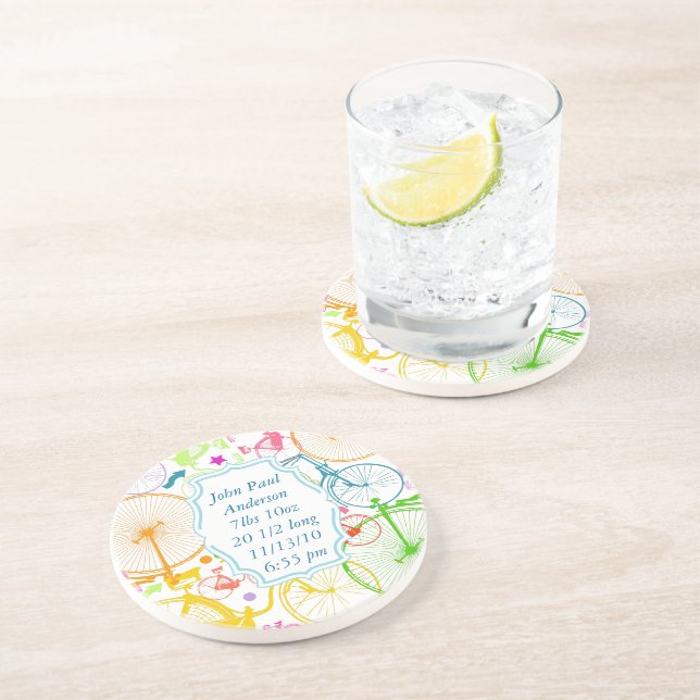 Vintage Modern Bicycle Colourful Coasters (Side)