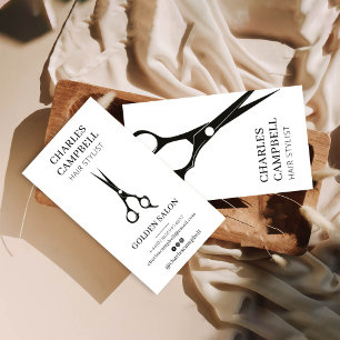 Vintage Modern Black And White Hair Business Card