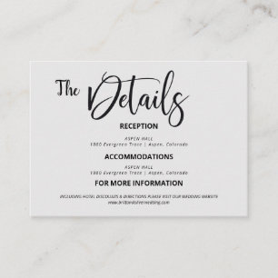 Vintage Modern Black White Wedding Information Enclosure Card