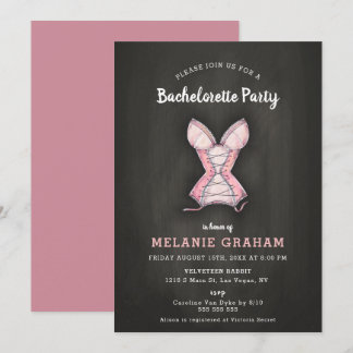 Vintage Modern Chalkboard Lingerie Bachelorette Invitation
