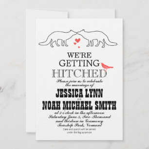 Vintage Modern Cute Fox Wedding Invitation