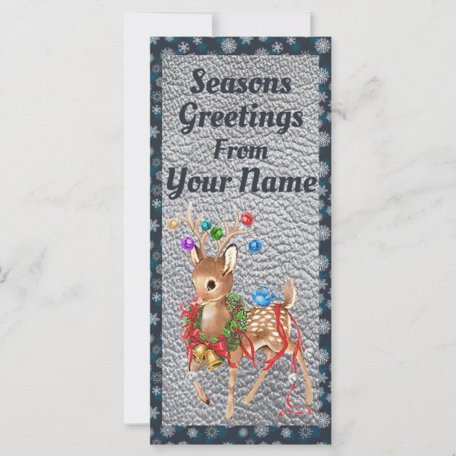 Vintage Modern Deer Christmas Card Flat (Front)